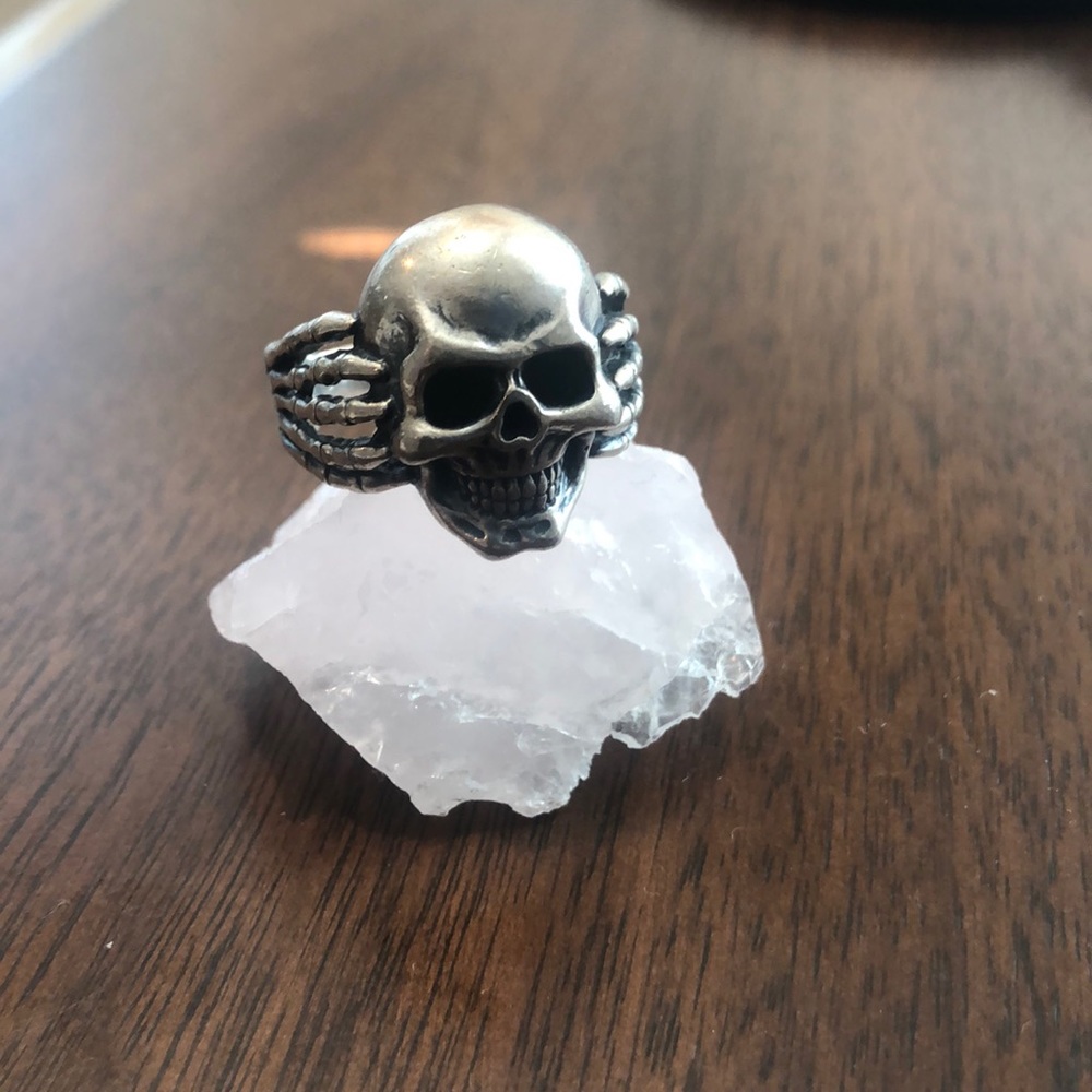 Men’s vintage rock n roll biker skull ring .925
